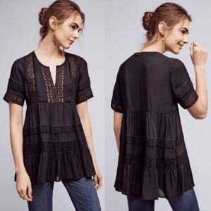 179 ANTHROPOLOGIE Maeve Black Top